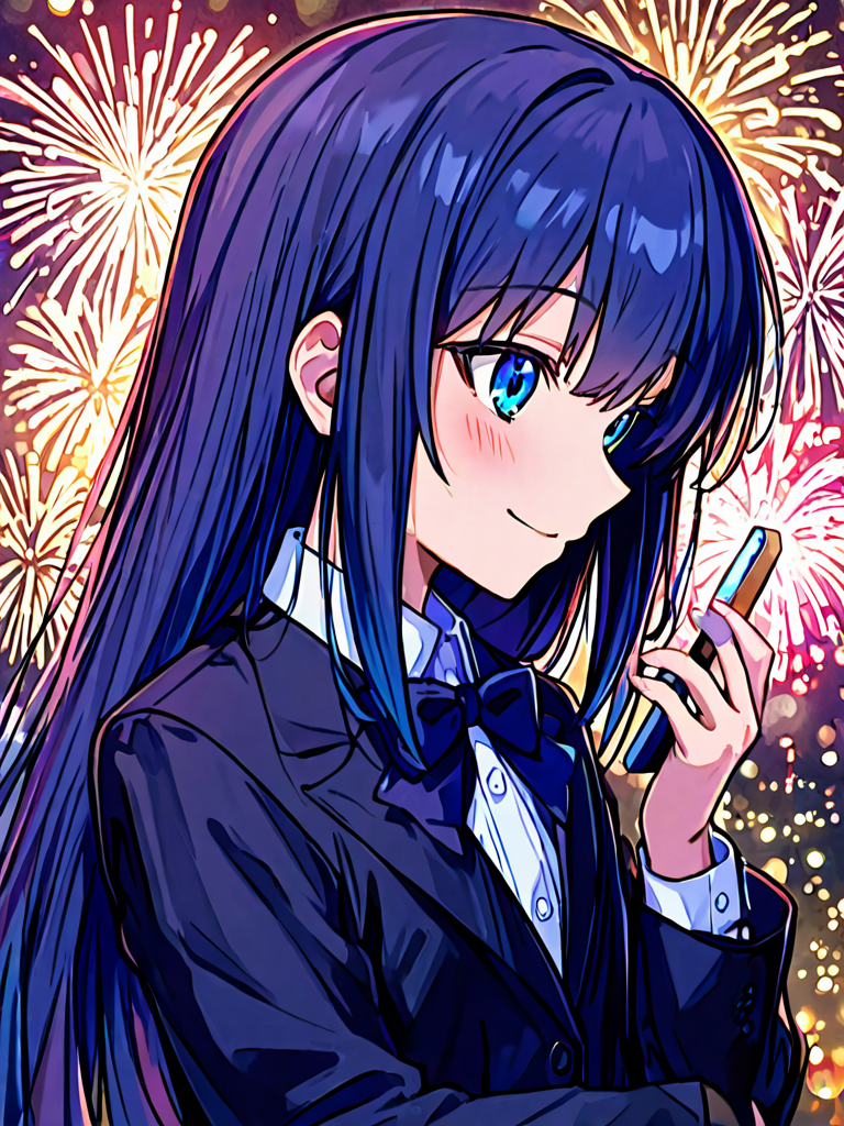 Halies watching hololive fireworks on her phone